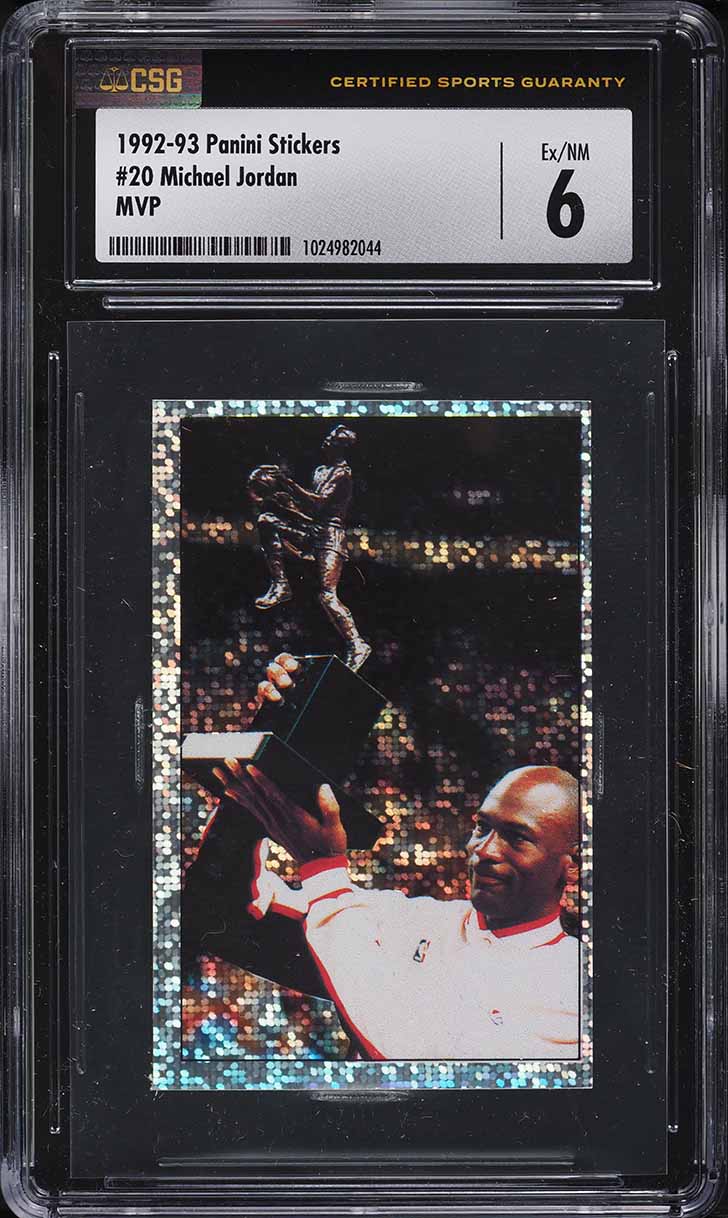1992 Panini Stickers MVP Michael Jordan #20 CSG 6 EXMT