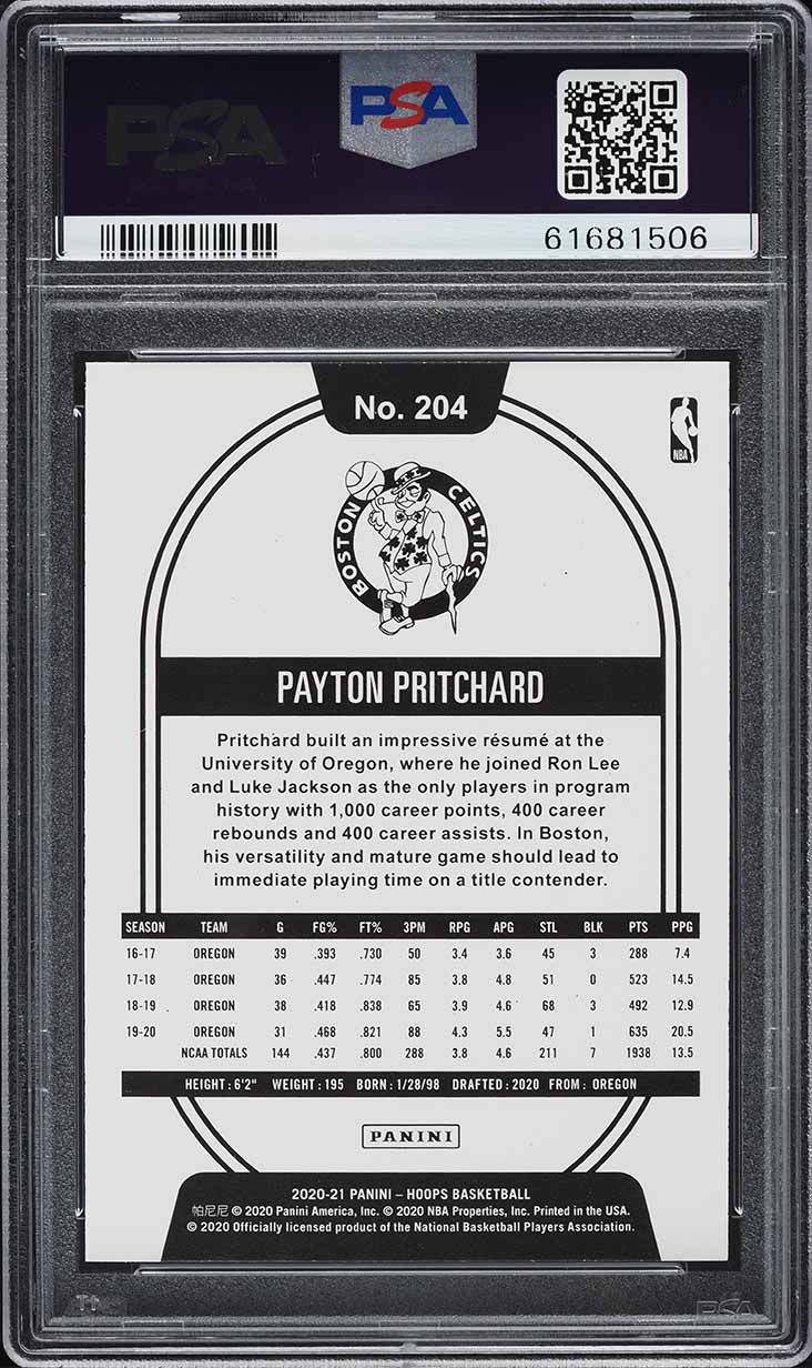 2020 Hoops Payton Pritchard ROOKIE #204 PSA 9 MINT