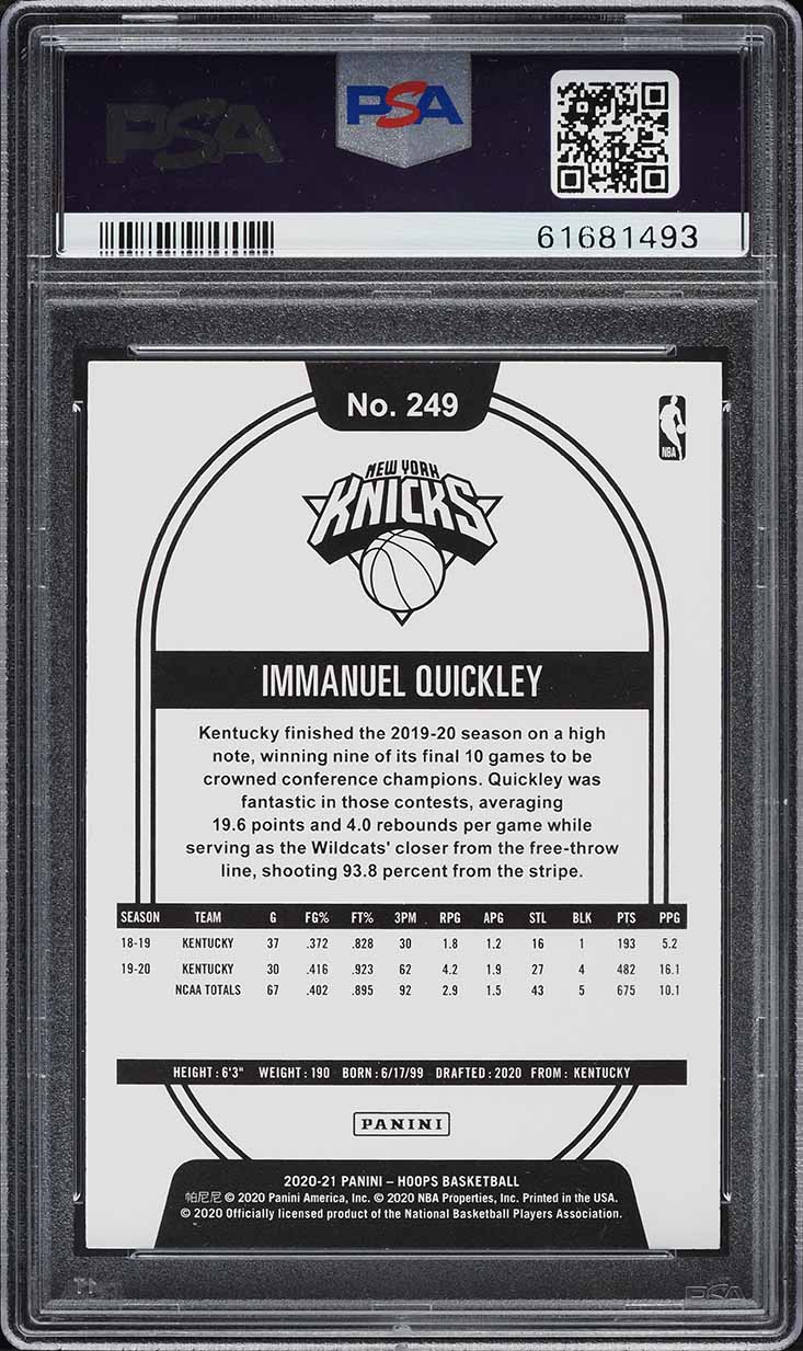 2020 Hoops Immanuel Quickley ROOKIE #249 PSA 9 MINT