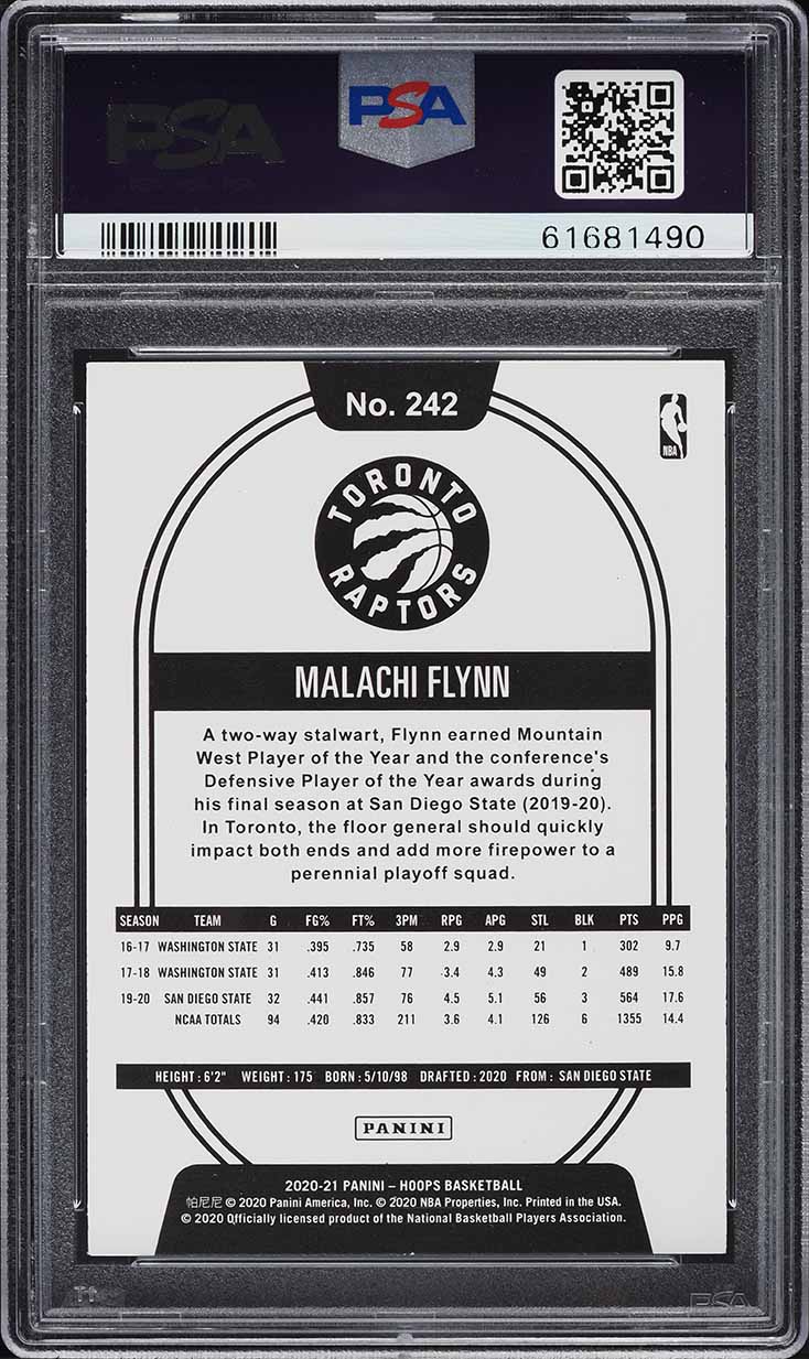 2020 Hoops Malachi Flynn ROOKIE #242 PSA 9 MINT