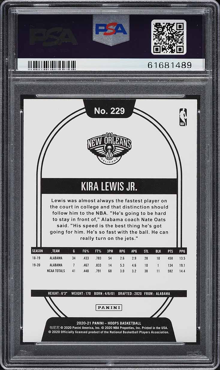 2020 Hoops Kira Lewis Jr. ROOKIE #229 PSA 8 NM-MT