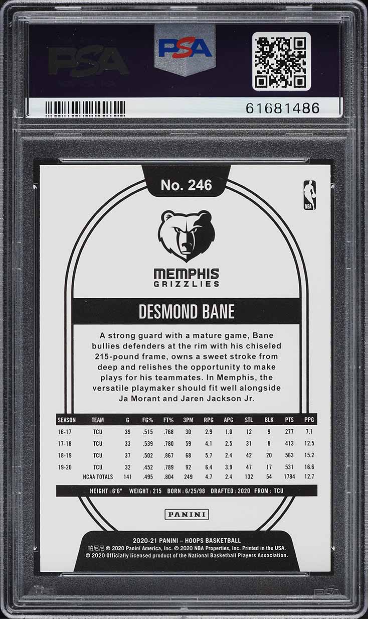 2020 Hoops Desmond Bane ROOKIE #246 PSA 8 NM-MT