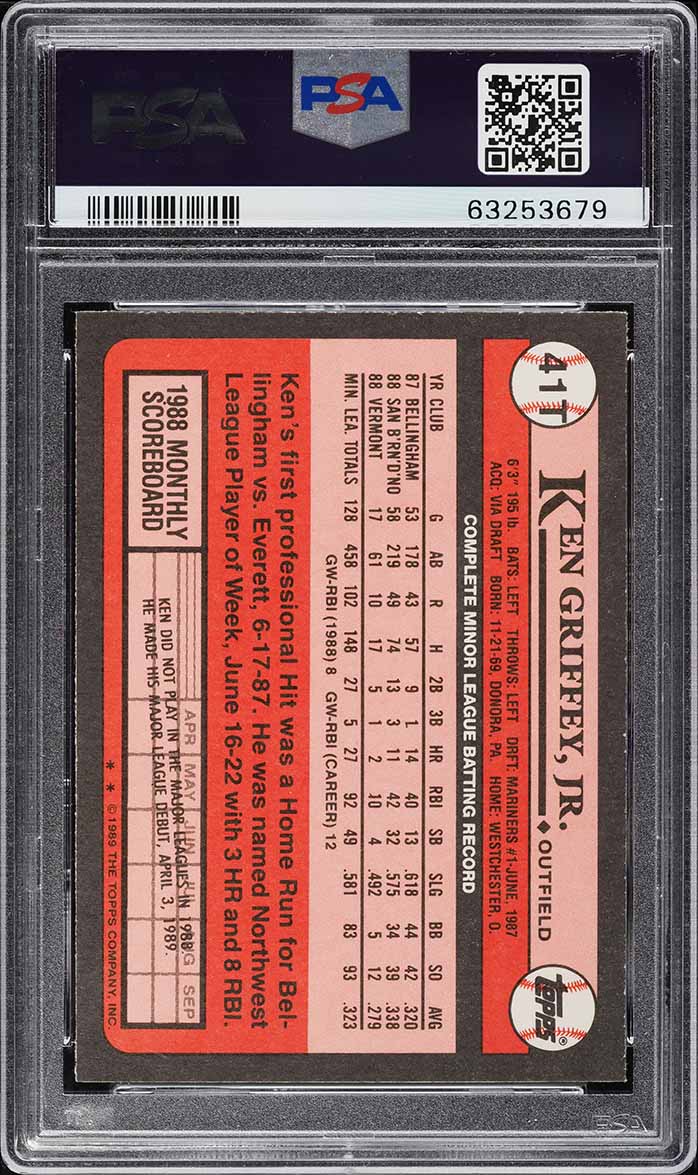 1989 Topps Traded Ken Griffey Jr. ROOKIE AUTO DNA 10 #41T PSA 10 GEM MINT