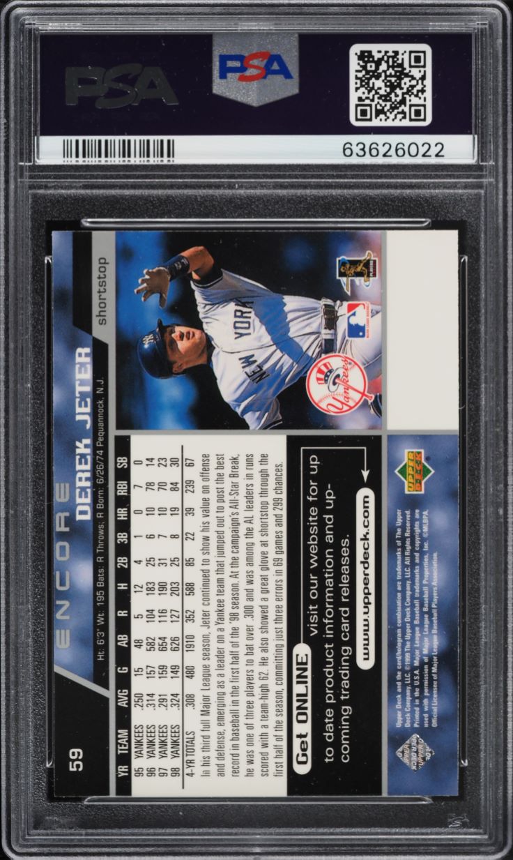 1999 Upper Deck Encore Derek Jeter #59 PSA 10 GEM MINT