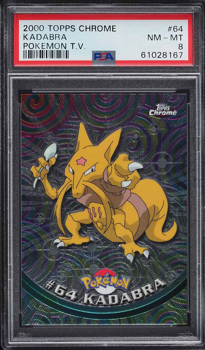 2000 Topps Chrome Pokemon Series 1 Kadabra #64 PSA 8 NM-MT on