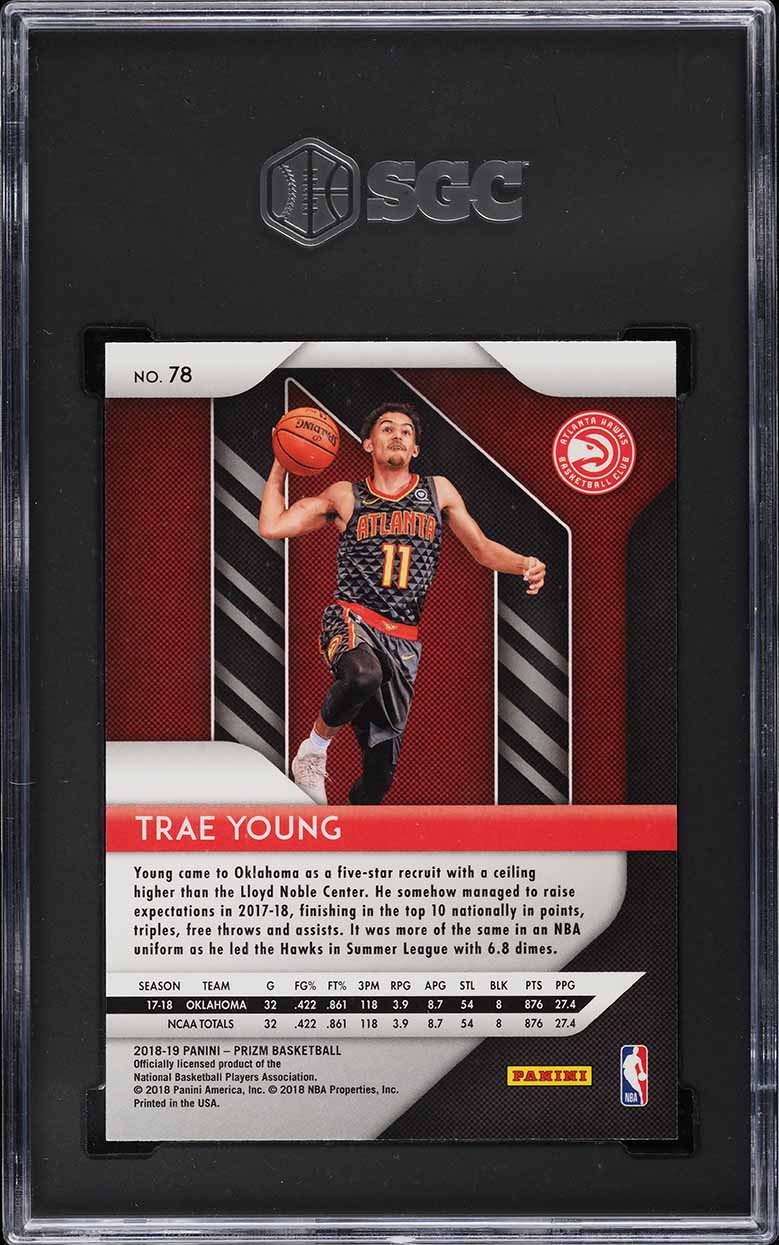 2018 Panini Prizm Trae Young ROOKIE #78 SGC 10 GEM MINT on