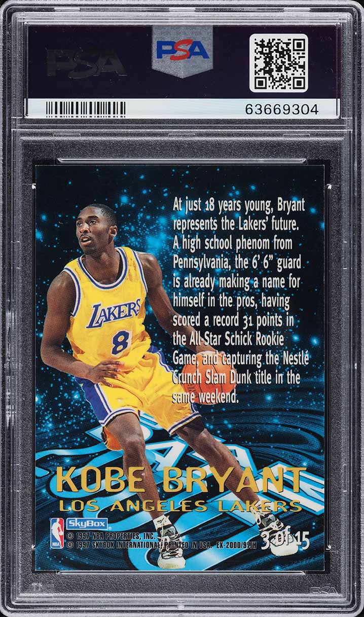 1996 Skybox E-X2000 Star Date 2000 Kobe Bryant ROOKIE #3 PSA 8 NM-MT