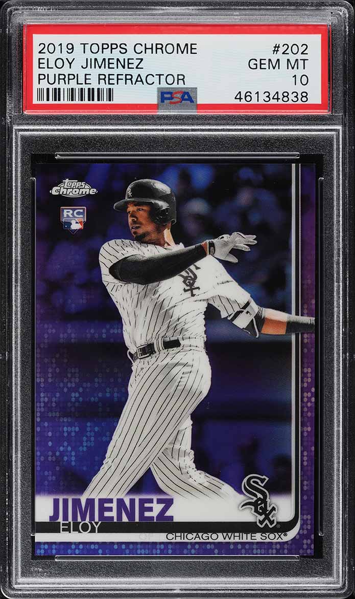 2019 Topps Chrome Purple Refractor Eloy Jimenez ROOKIE /299 #202 PSA 10 GEM MINT