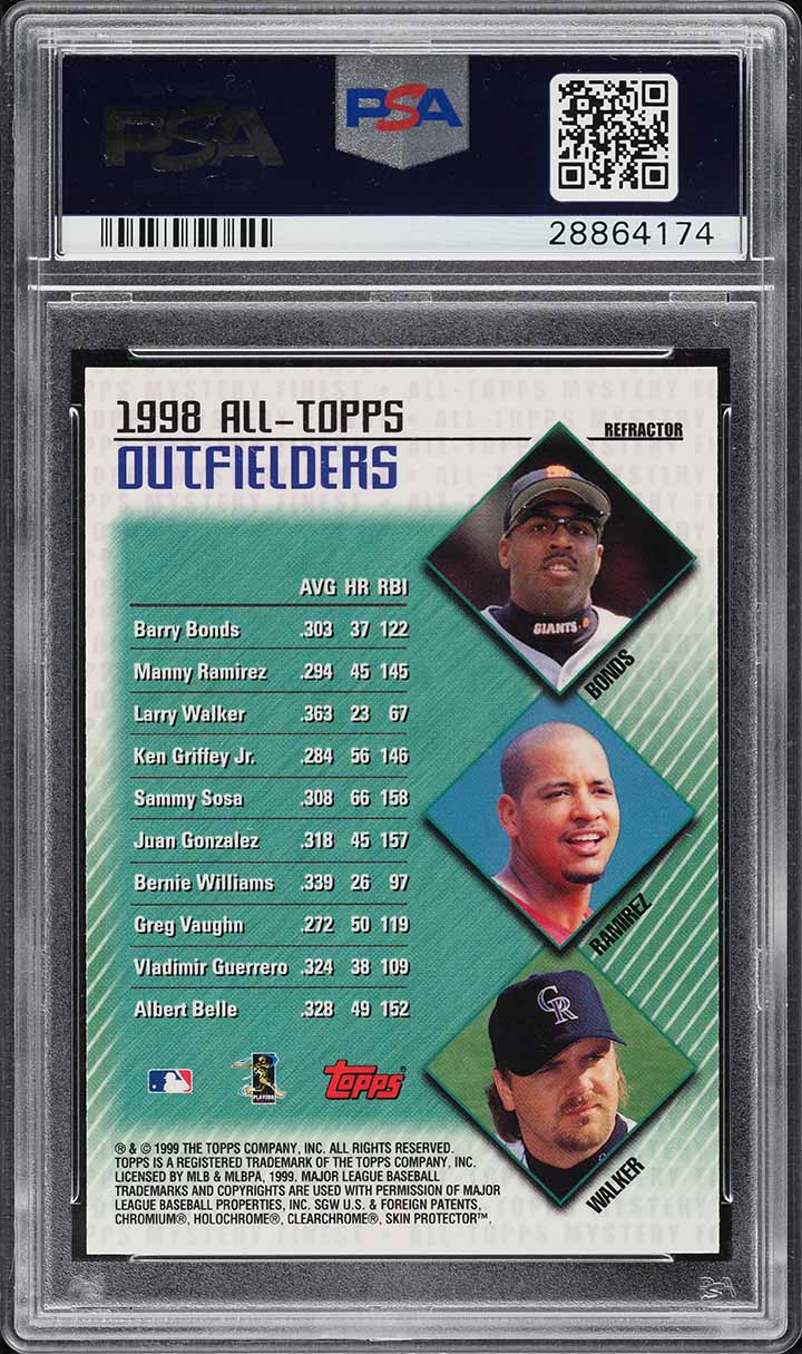 1999 Topps All-Topps Mystery Finest Refractor Barry Bonds #M16 PSA 10 GEM MINT