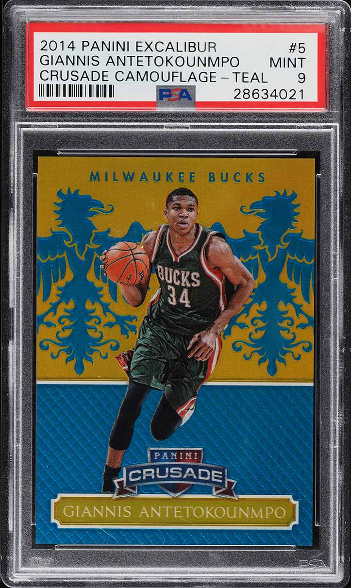 2014 Panini Excalibur Crusade Teal Giannis Antetokounmpo /35 #5 PSA 9 MINT