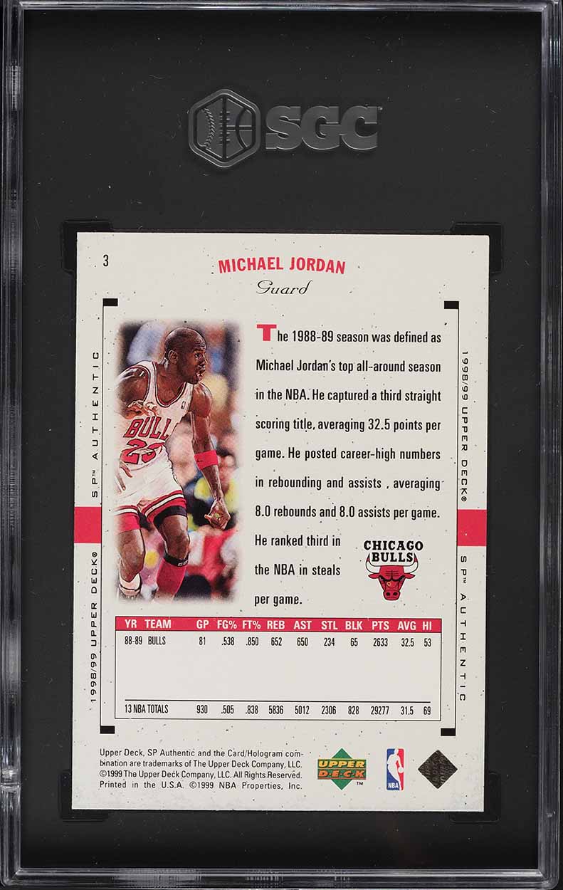 1998 SP Authentic Michael Jordan #3 SGC 9.5 MINT+