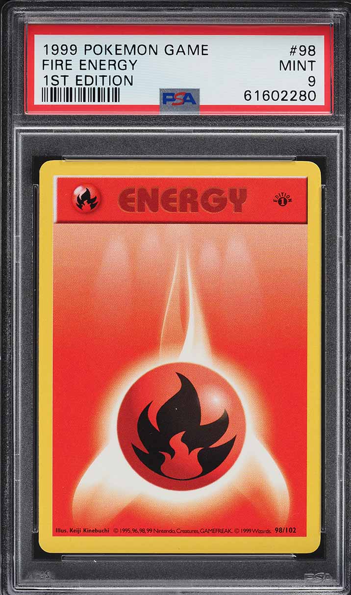 1999 Pokemon Base Set Shadowless 1st Edition Fire Energy #98 PSA 9