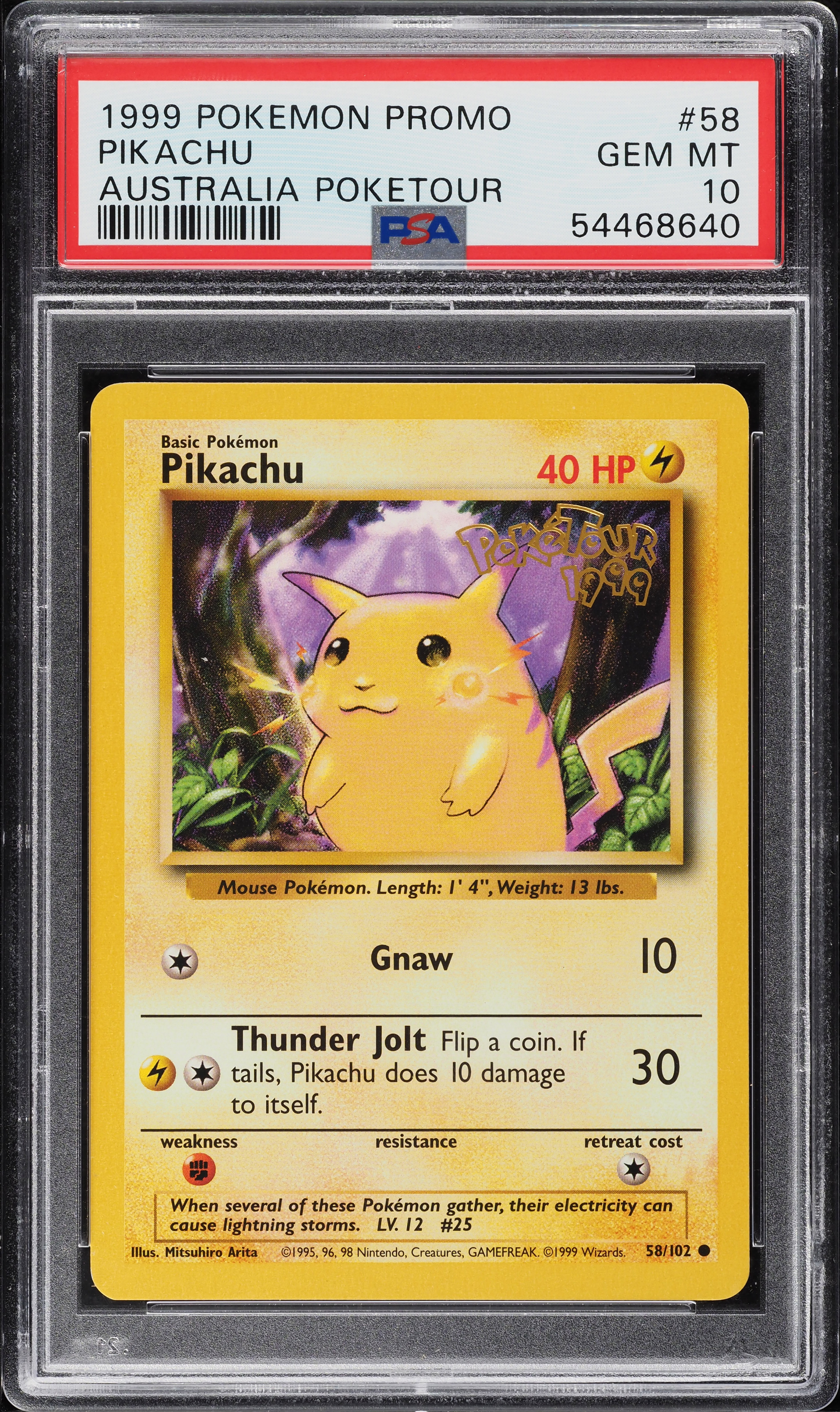 1999 Pokemon Base Set Australia PokeTour Pikachu #58 PSA 10 GEM