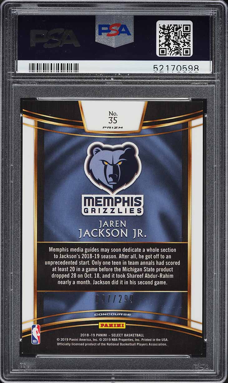 2018 Select Light Blue Prizm Jaren Jackson Jr. ROOKIE /299 #35 PSA 9 MINT