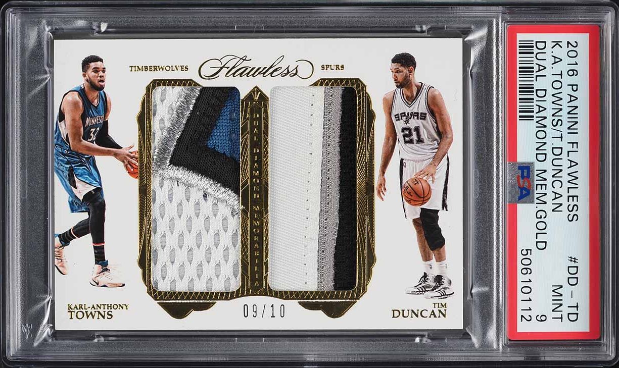 2016 Panini Flawless Gold Karl-Anthony Towns & Tim Duncan PATCH