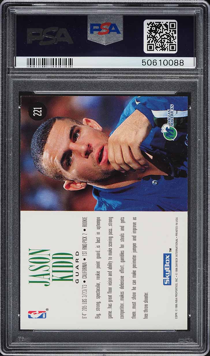 1994 Skybox Premium Jason Kidd ROOKIE #221 PSA 10 GEM MINT