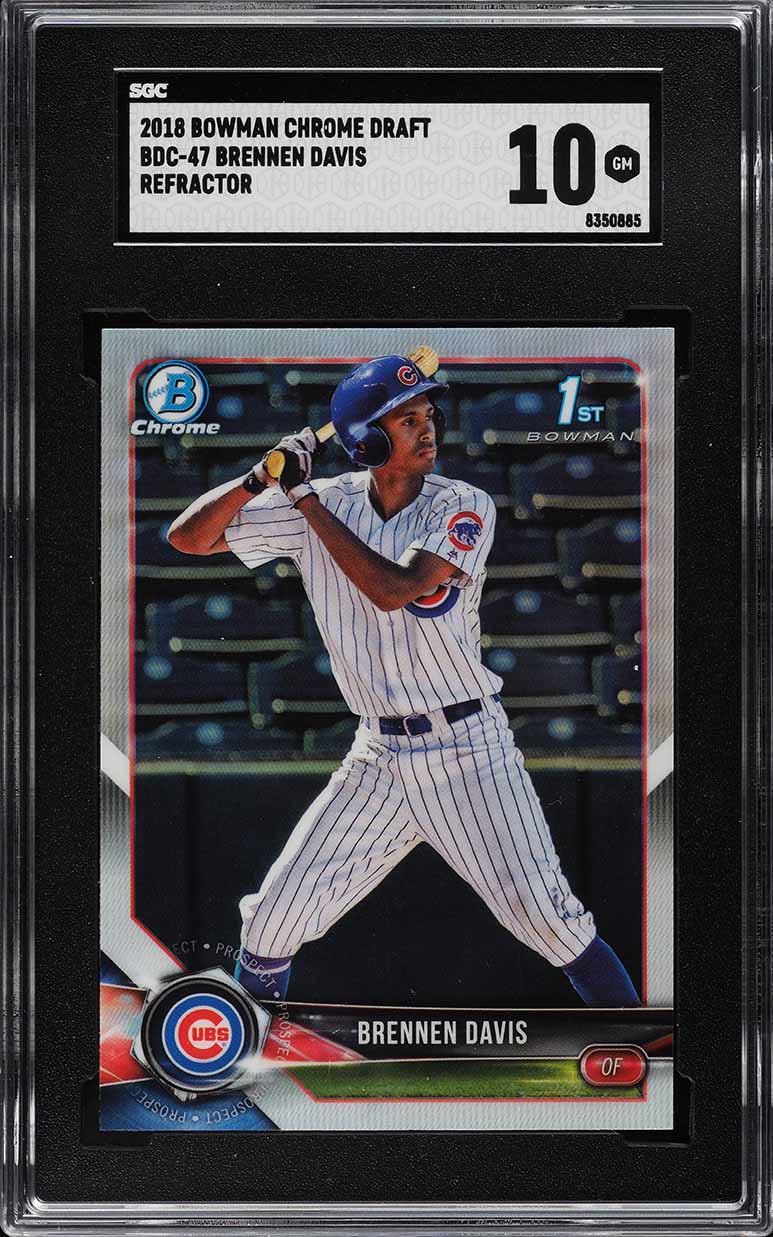 2018 Bowman Chrome Draft Refractor Brennen Davis ROOKIE #BDC-47 SGC 10 GEM MINT