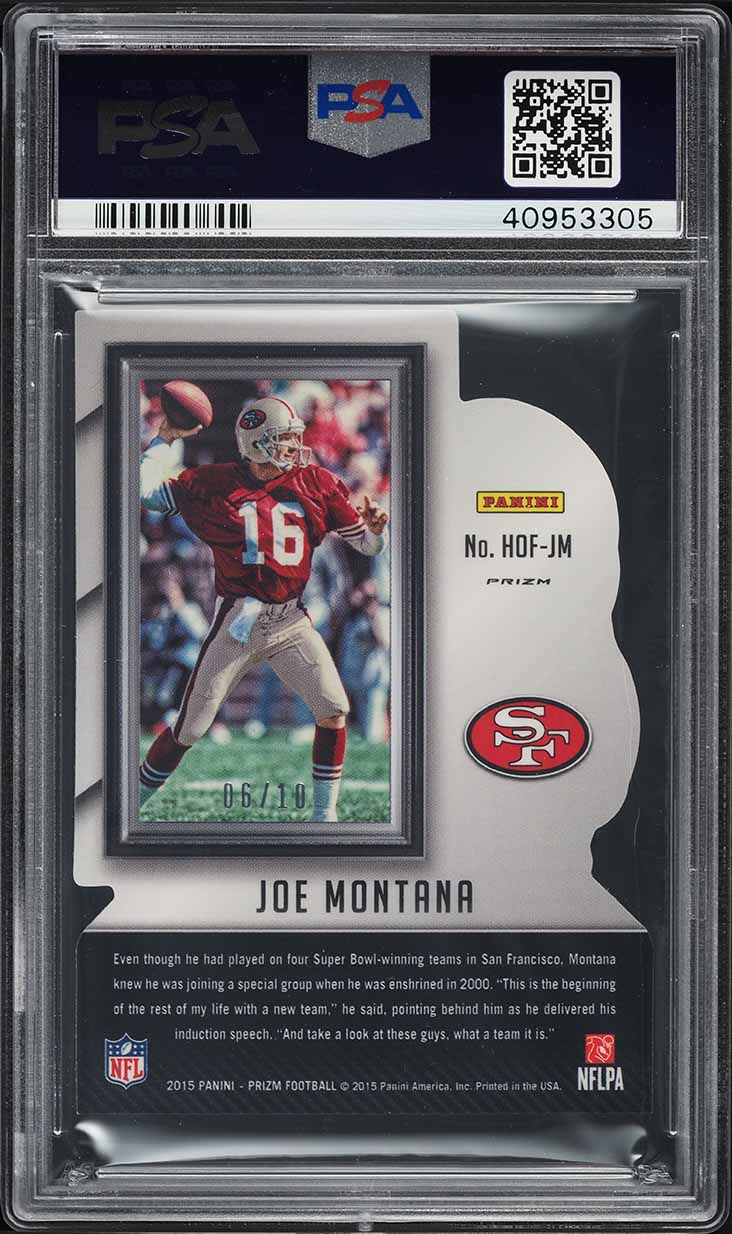 2015 Panini Prizm Hall Of Fame Gold Joe Montana /10 #HOFJM PSA 10 GEM MINT