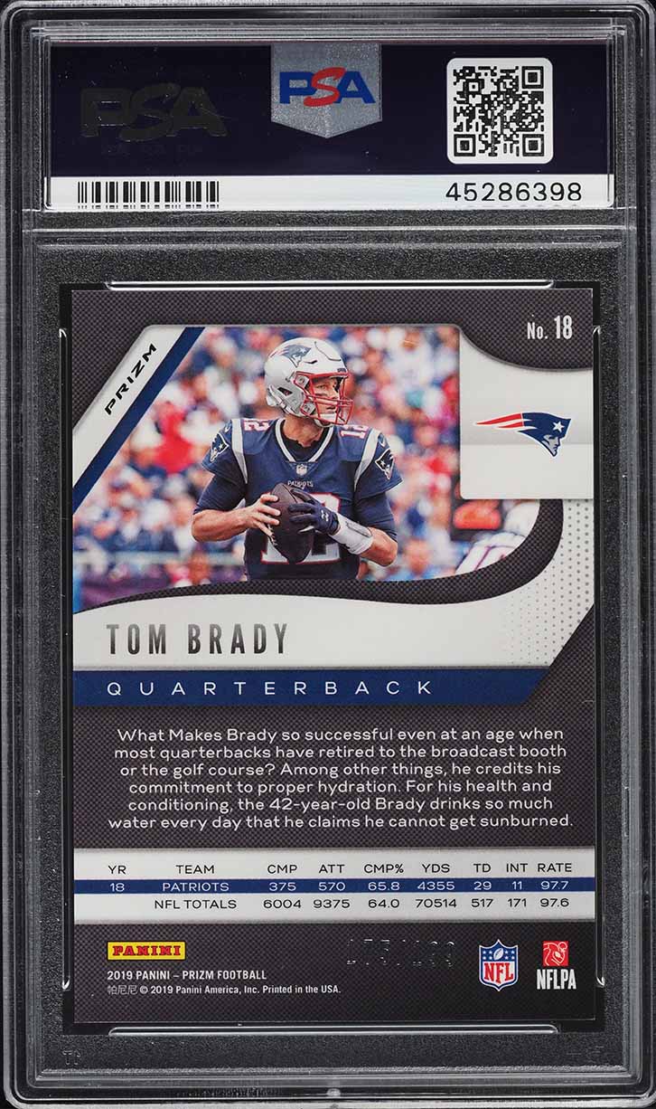 2019 Panini Prizm Blue Wave Tom Brady /149 #18 PSA 10 GEM MINT