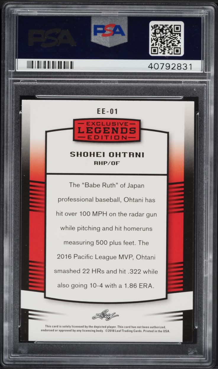2018 Leaf Legends Exclusive Edition Shohei Ohtani ROOKIE #EE-01
