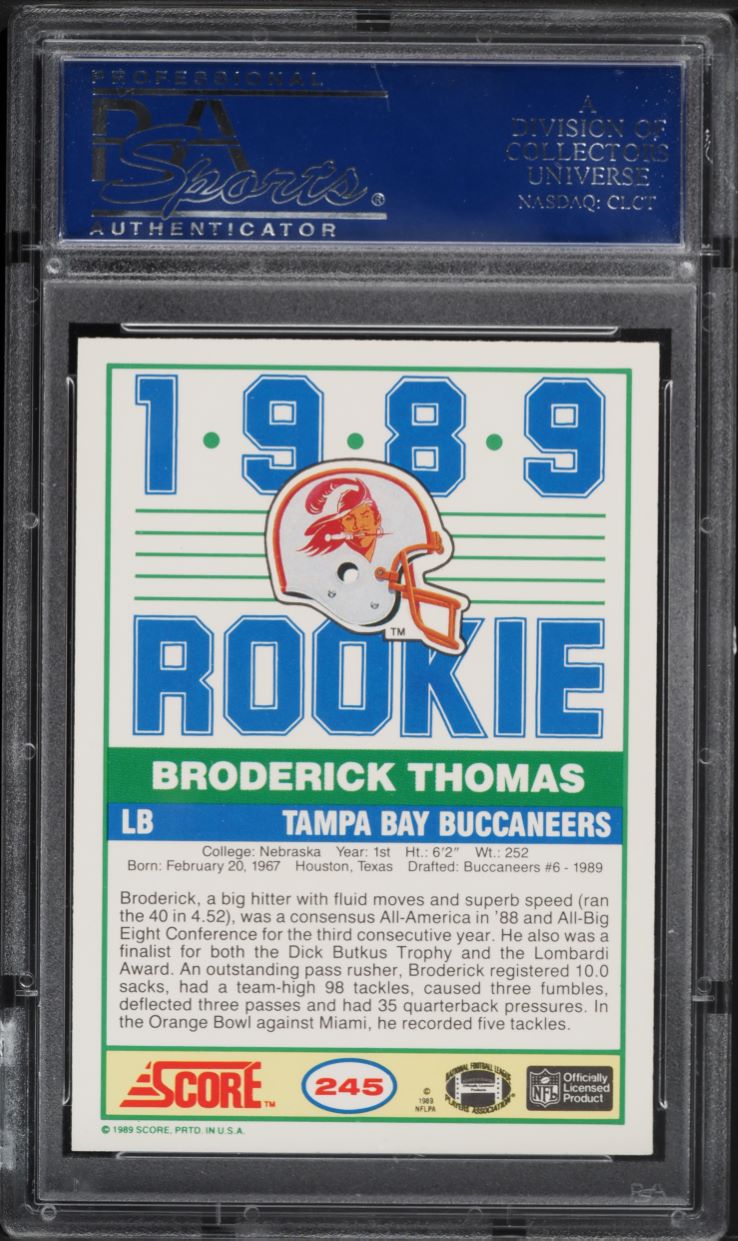 1989 Score Football Broderick Thomas ROOKIE #245 PSA 10 GEM MINT