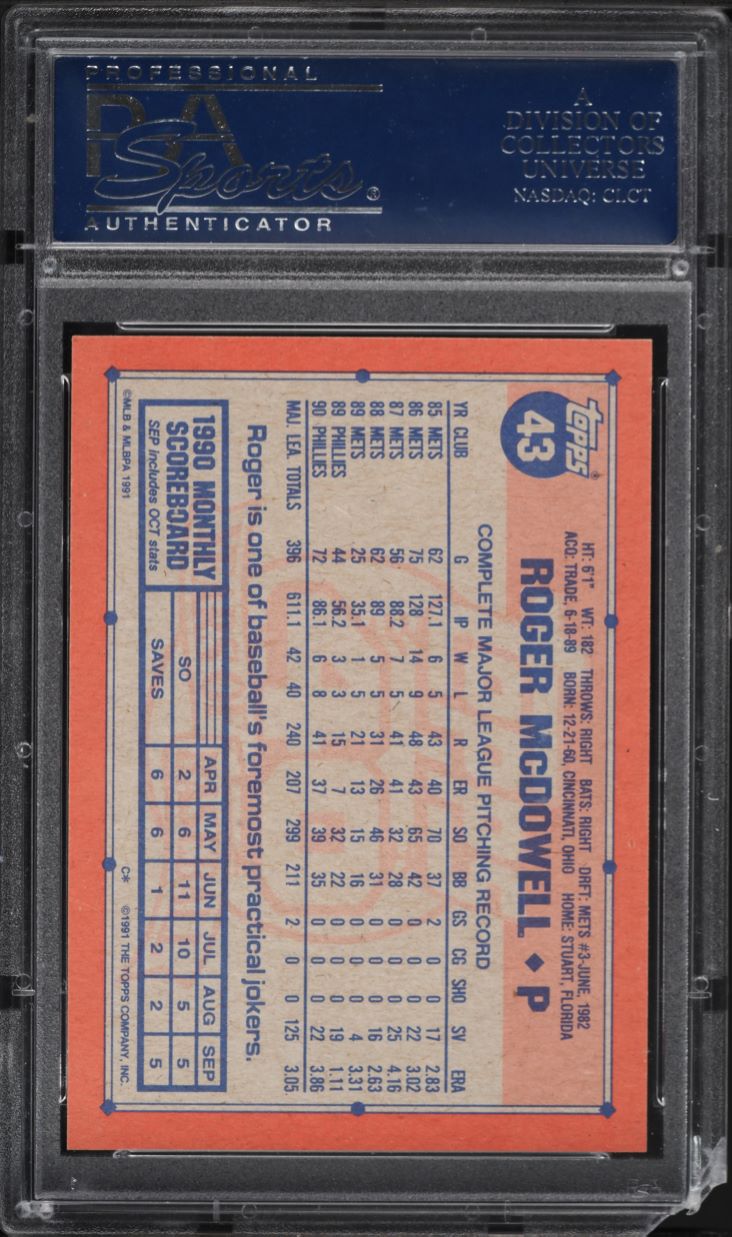 1991 Topps Desert Shield Roger McDowell #43 PSA 10 GEM MINT