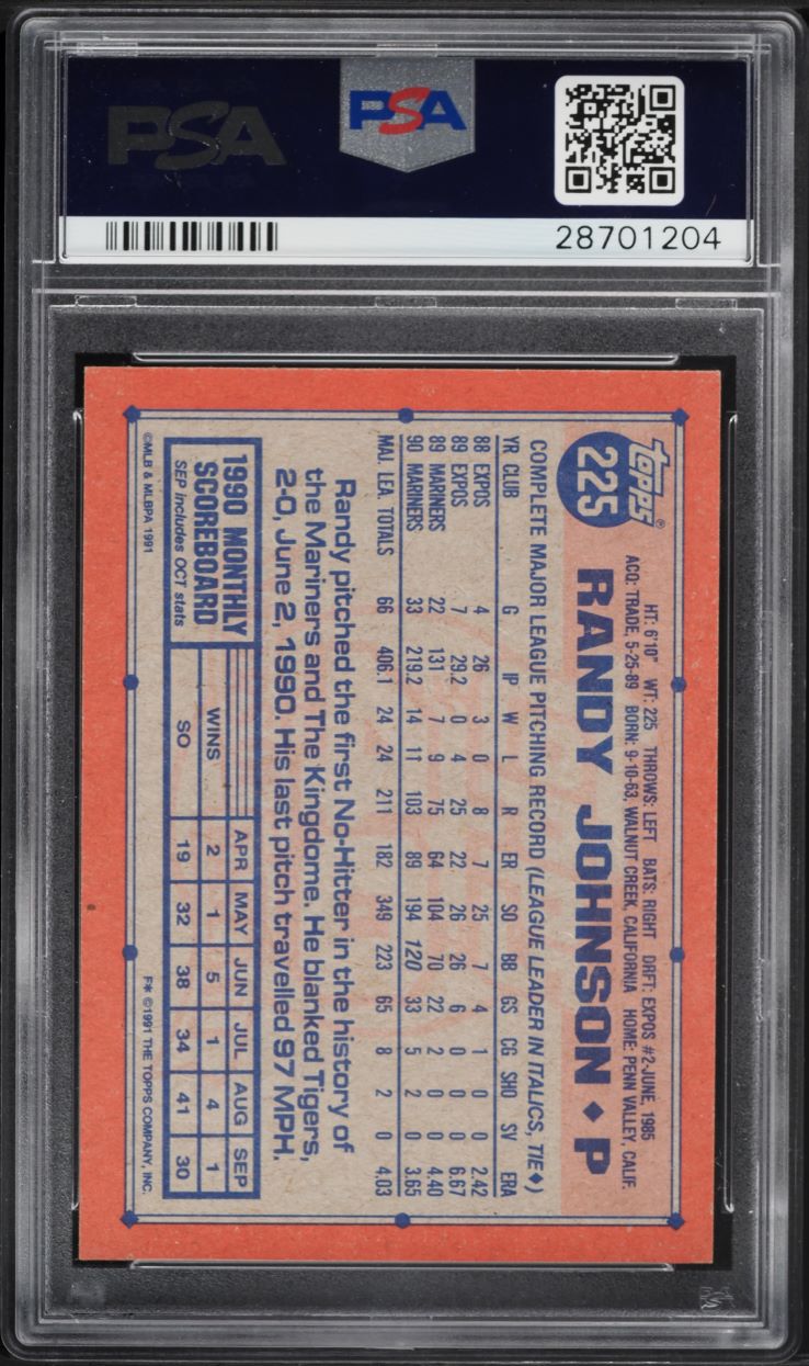 1991 Topps Desert Shield Randy Johnson #225 PSA 10 GEM MINT