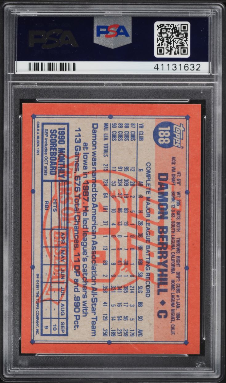 1991 Topps Desert Shield Damon Berryhill #188 PSA 10 GEM MINT