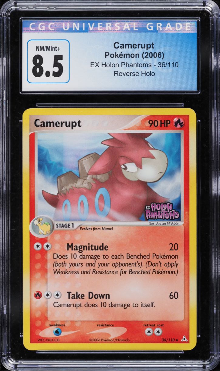 2006 Pokemon EX Holon Phantoms Reverse Holo Camerupt #36 CGC 8.5 NM-MT+