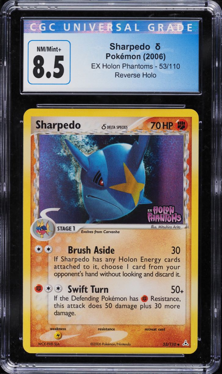 2006 Pokemon EX Holon Phantoms Reverse Holo Sharpedo #53 CGC 8.5 NM-MT+