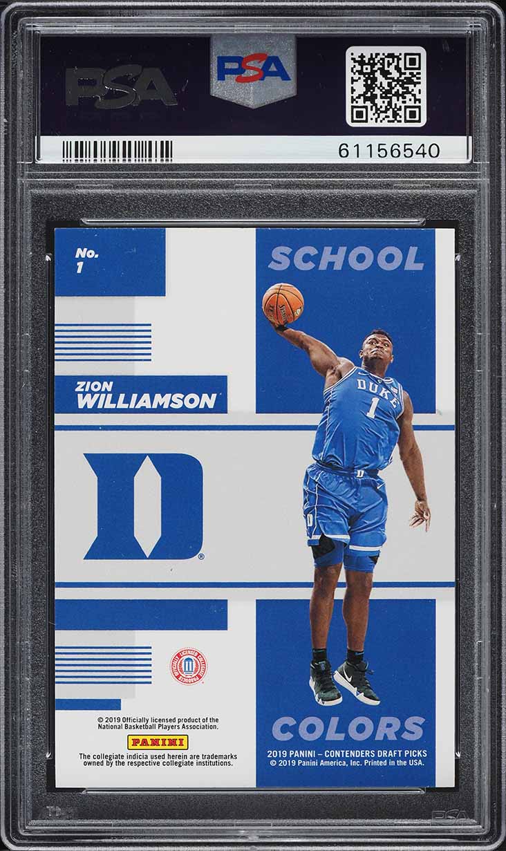 2019 Panini Contenders Draft School Colors Zion Williamson ROOKIE #1 PSA 9 MINT