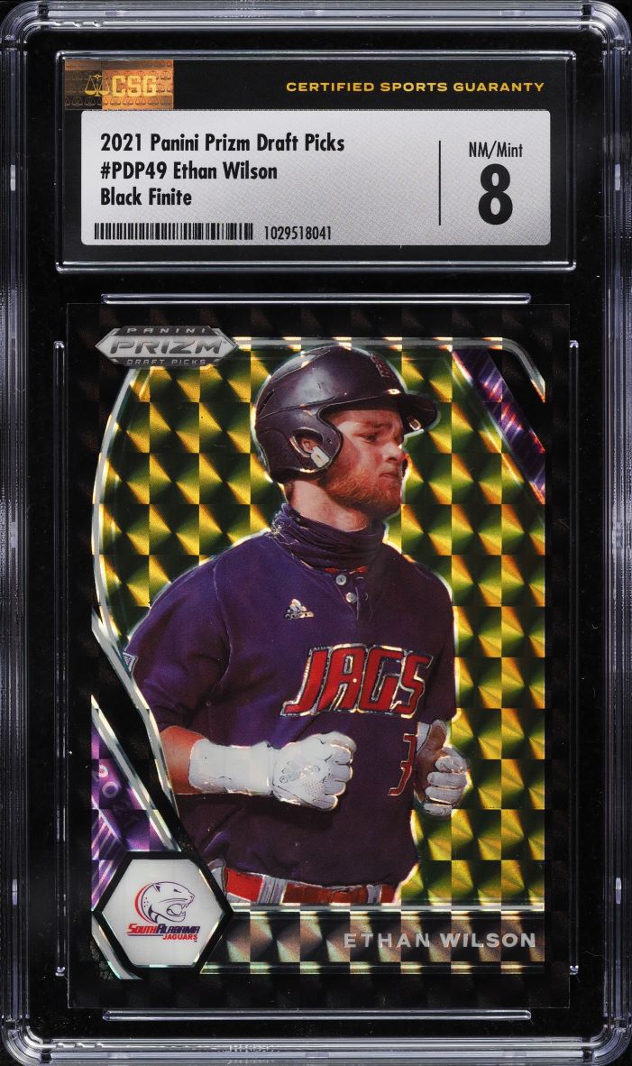 2021 Panini Prizm Draft Picks Black Finite Ethan Wilson ROOKIE 1/1 #PDP49 CSG 8