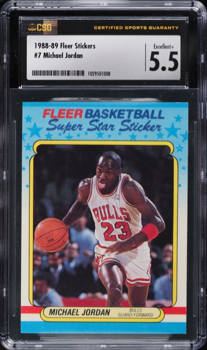 1988 Fleer Sticker Michael Jordan #7 CSG 5.5 EX+