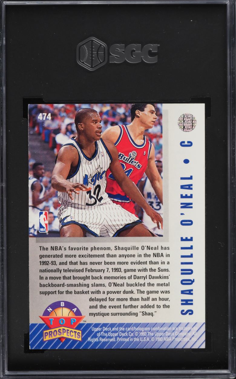 1992 Upper Deck Basketball Shaquille O'Neal ROOKIE #474 SGC 8.5 NM-MT+