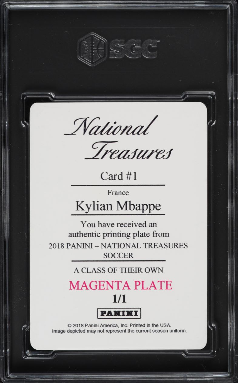 2018 National Treasures Printing Plate Kylian Mbappe ROOKIE 1/1 #1 SGC 8.5