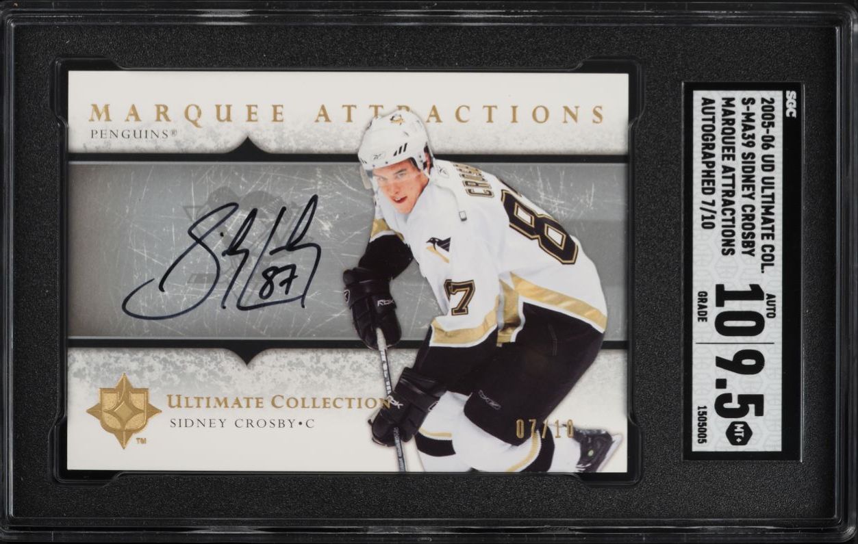 2005 Ultimate Collection Marquee Attractions Sidney Crosby RC AUTO /10 SGC 9.5