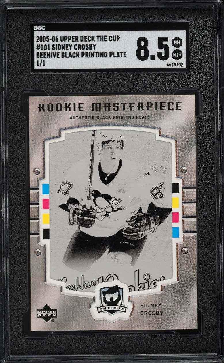 2005 UD The Cup Beehvive Black Printing Plate Sidney Crosby ROOKIE 1/1 SGC 8.5