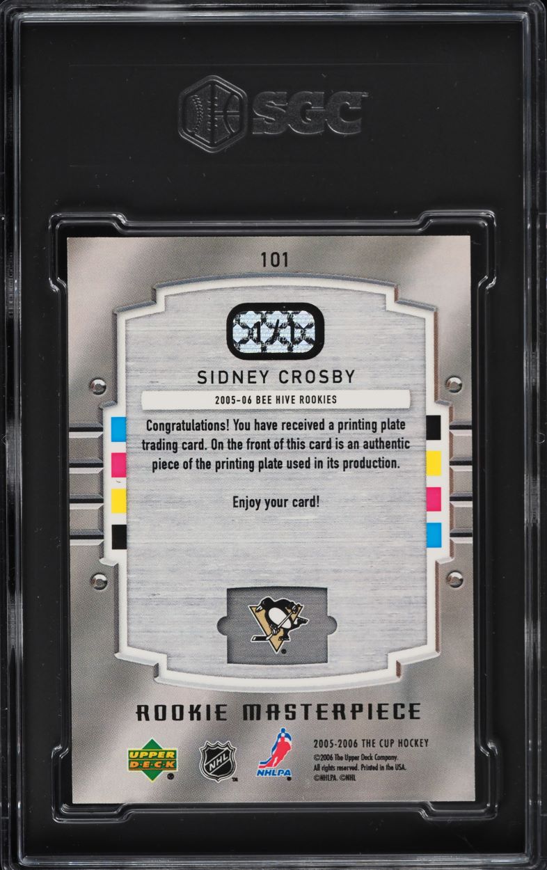 2005 UD The Cup Beehvive Black Printing Plate Sidney Crosby ROOKIE 1/1 SGC 8.5