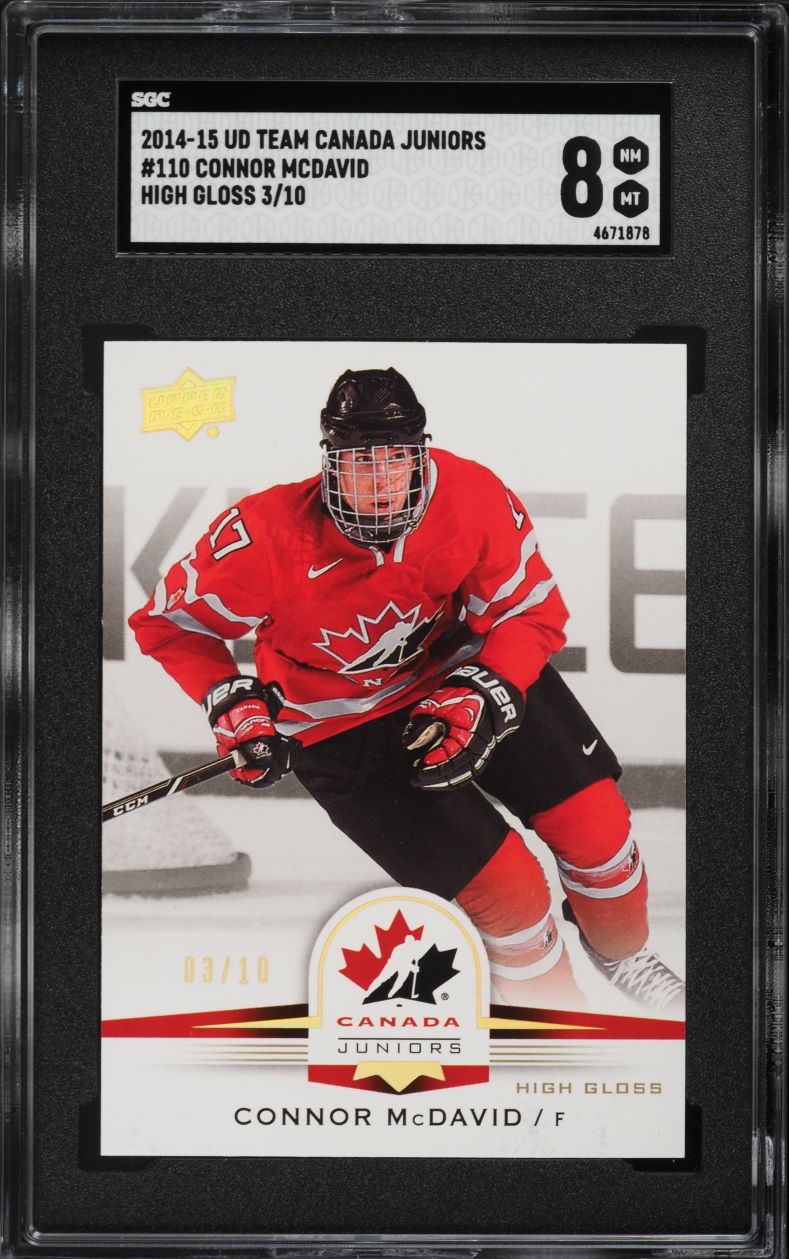 2014 Upper Deck Team Canada Juniors High Gloss Connor McDavid ROOKIE /10 SGC 8