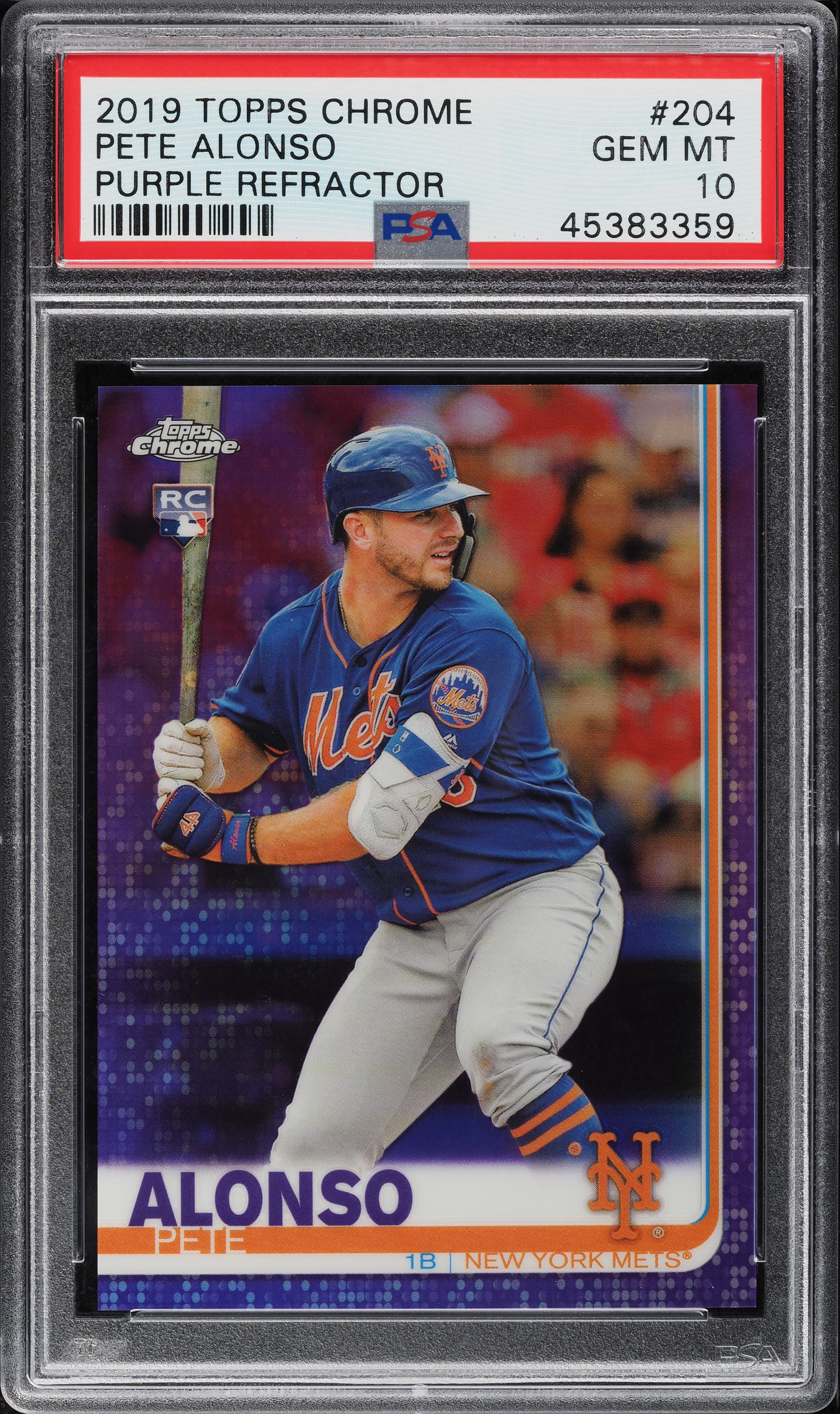 2019 Topps Chrome Purple Refractor Pete Alonso ROOKIE /299 #204