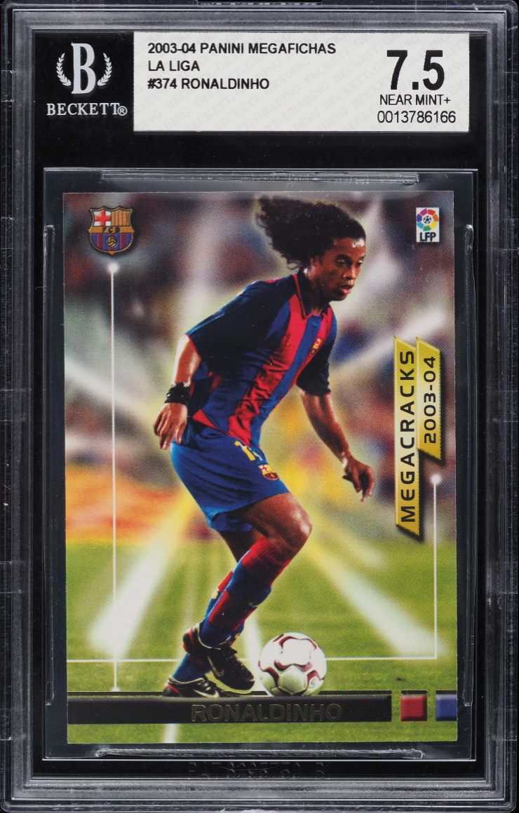 サッカーカード PANINI 03/04 MEGAFICHAS ロナウド 2003 Panini Megafichas La Liga Ronaldinho #374 BGS 7.5 NRMT+ on