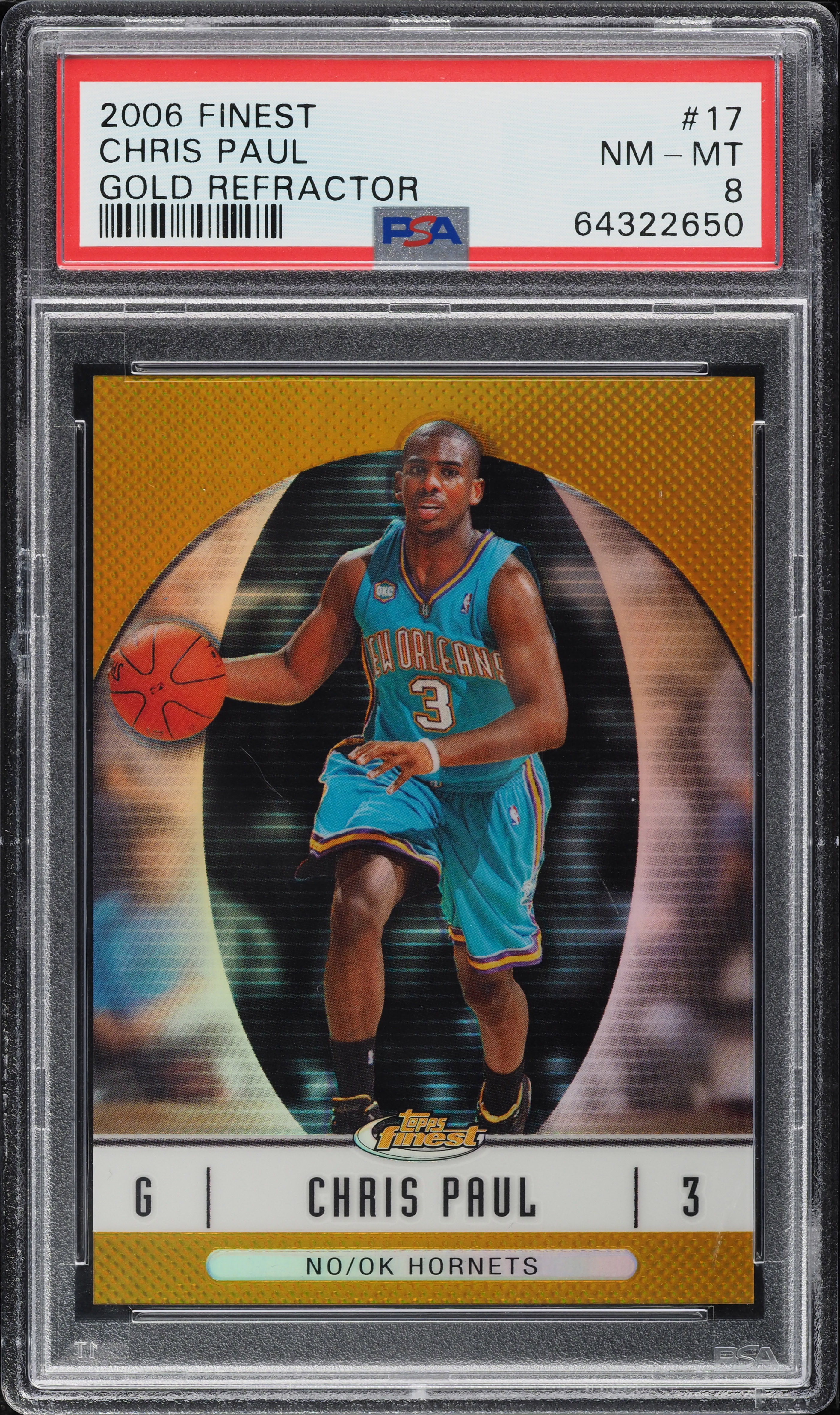 2006 Finest Gold Refractor Chris Paul /50 #17 PSA 8 NM-MT on