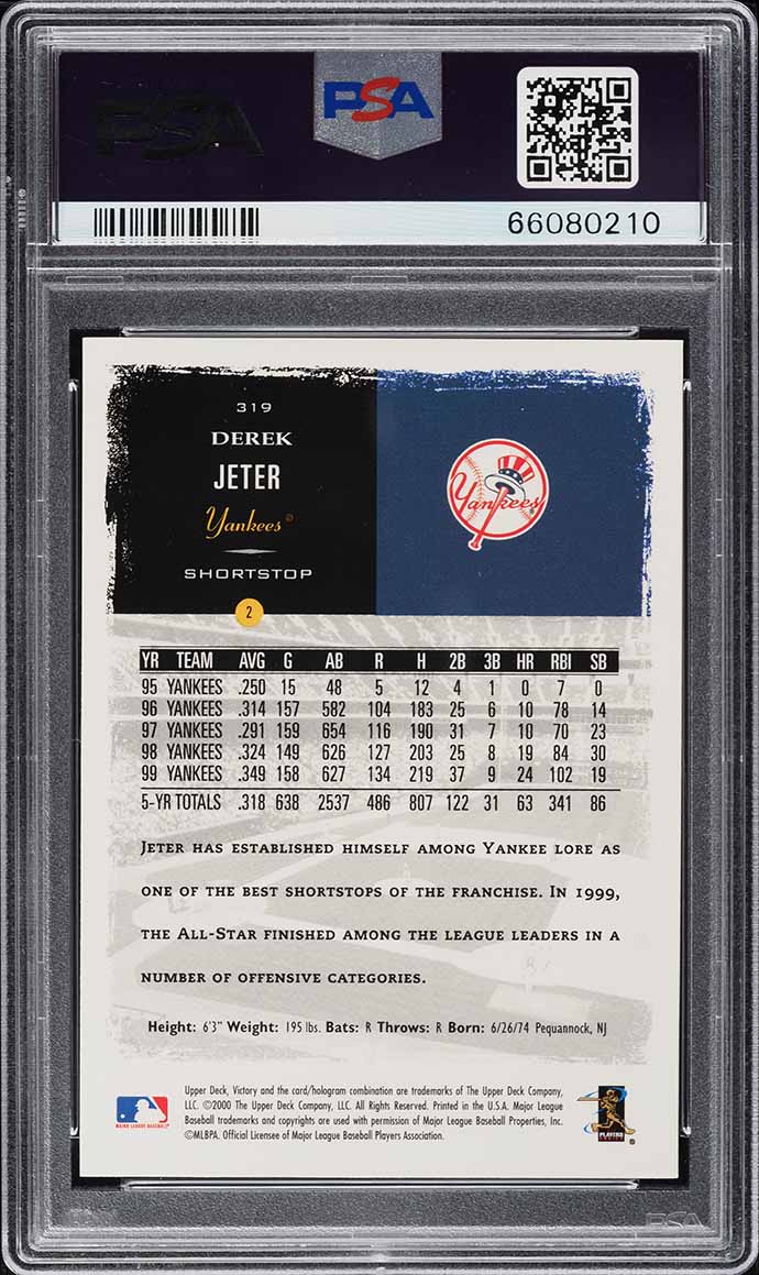 2000 Upper Deck Victory Derek Jeter #319 PSA 10 GEM MINT