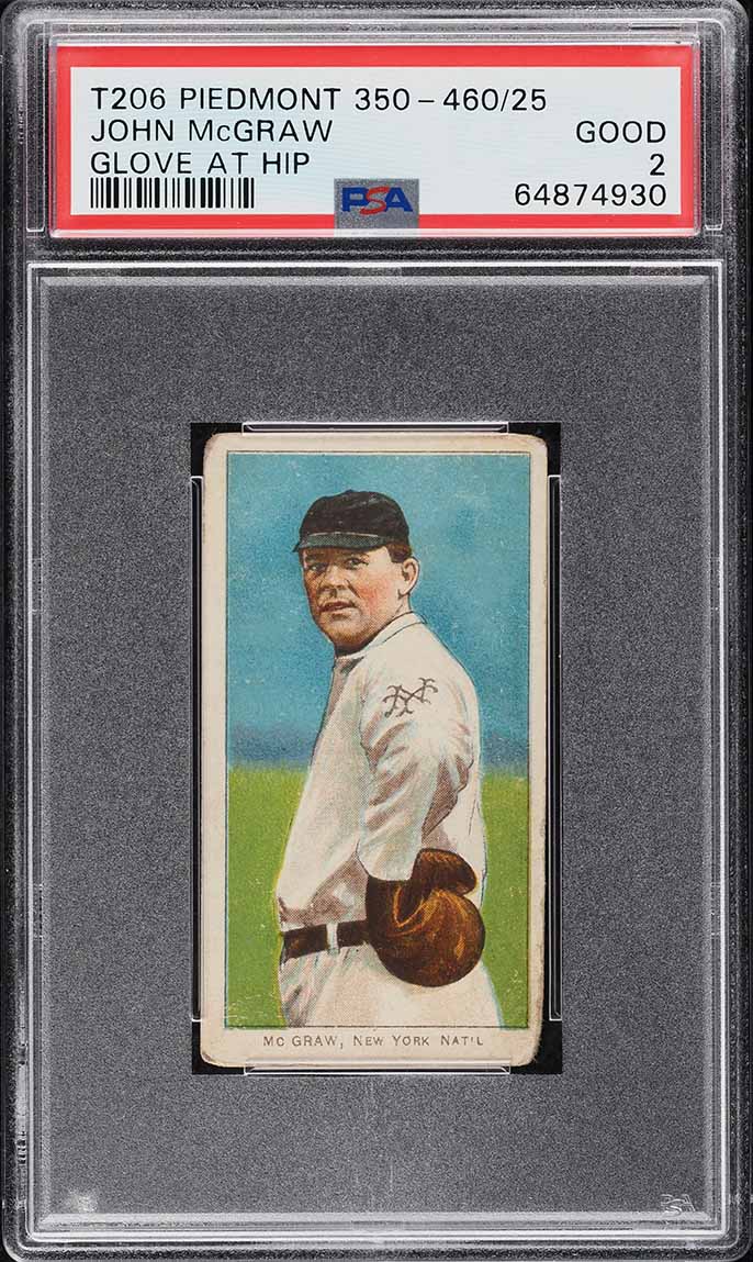 1909-11 T206 John McGraw GLOVE AT HIP PSA 2 GD