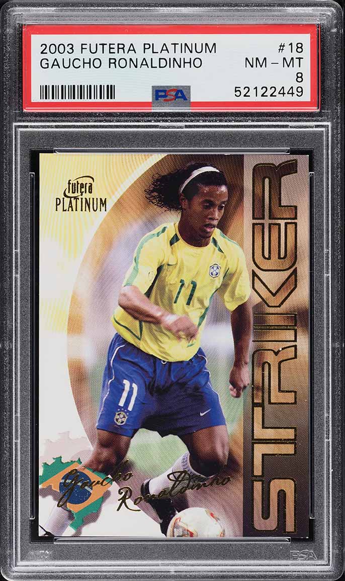 2003 Futera Platinum World Football Gaucho Ronaldinho #18 PSA 8 NM