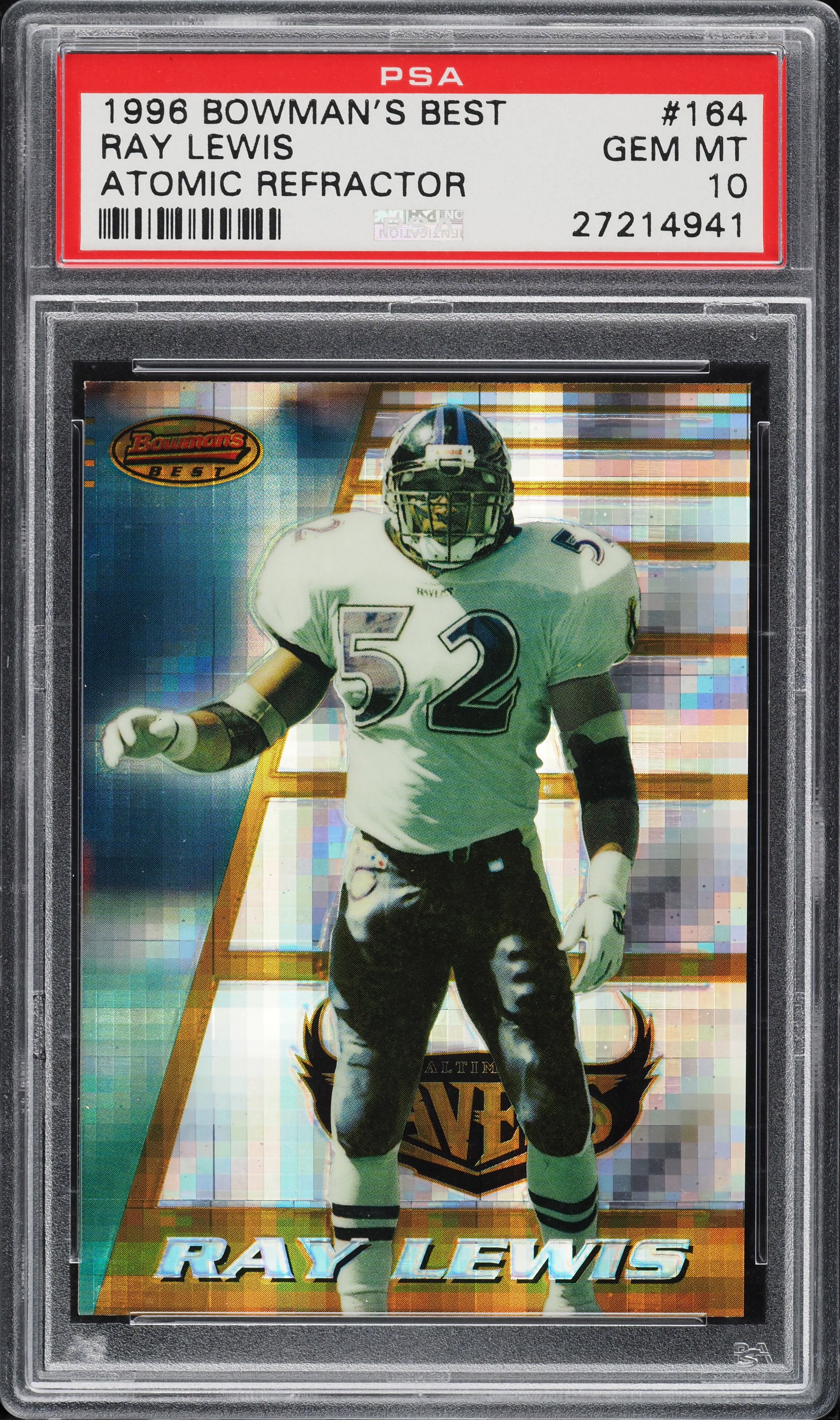 1996 Bowman's Best Atomic Refractor Ray Lewis ROOKIE #164 PSA 10