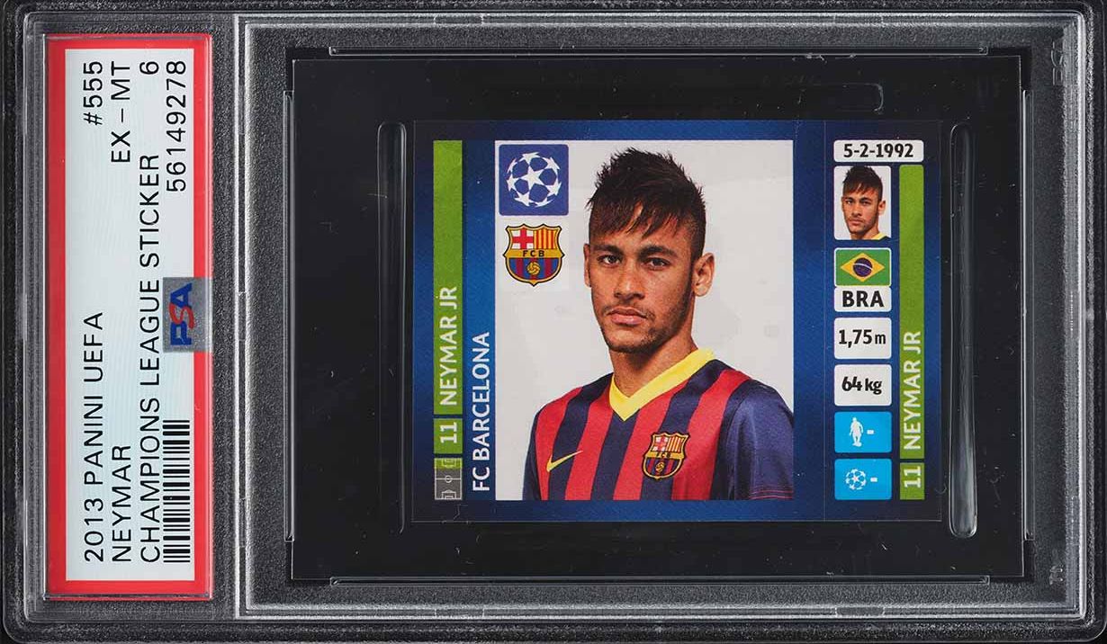 2013 Panini UEFA Champions League Stickers Sticker Neymar #555 PSA 6 EXMT