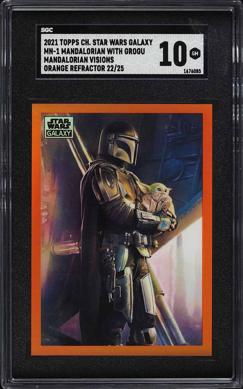 2021 Topps Chrome Star Wars Galaxy Orange Refractor Din & Grogu