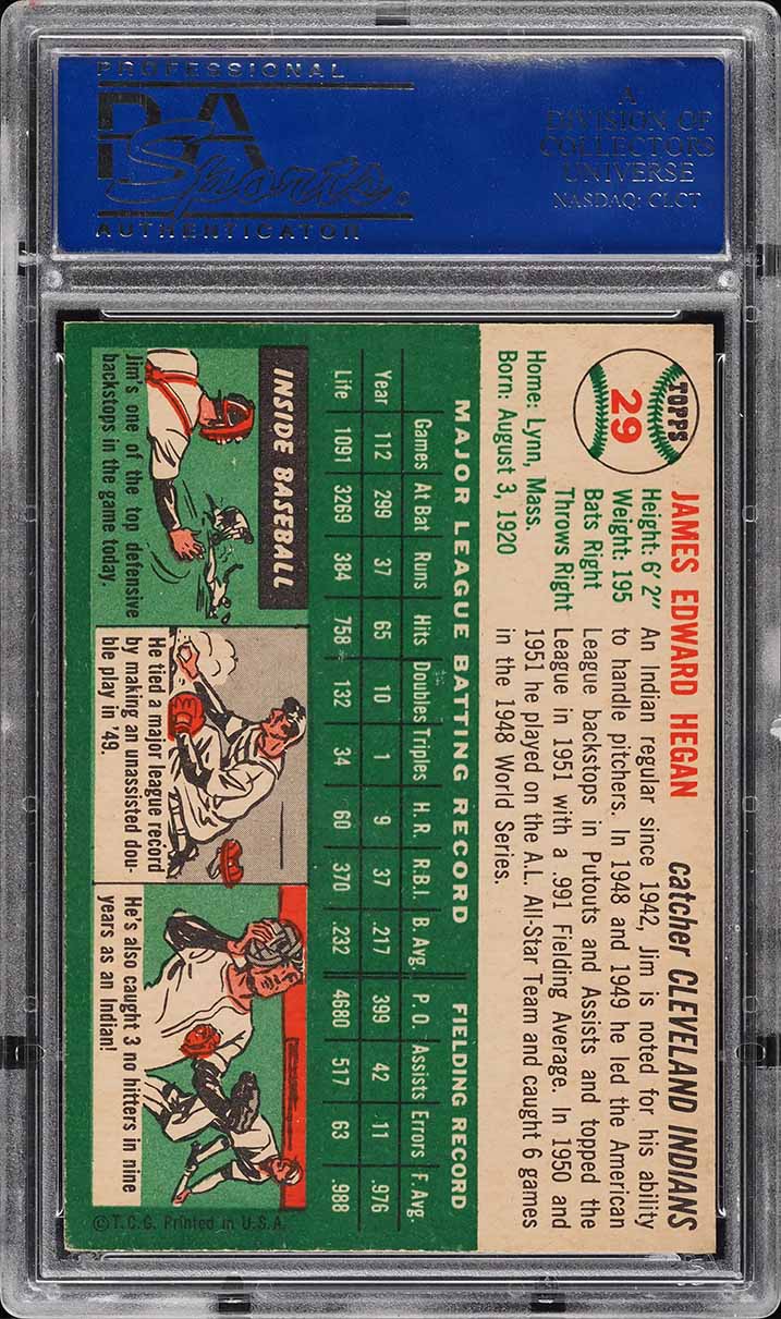 1954 Topps Jim Hegan #29 PSA 9 MINT