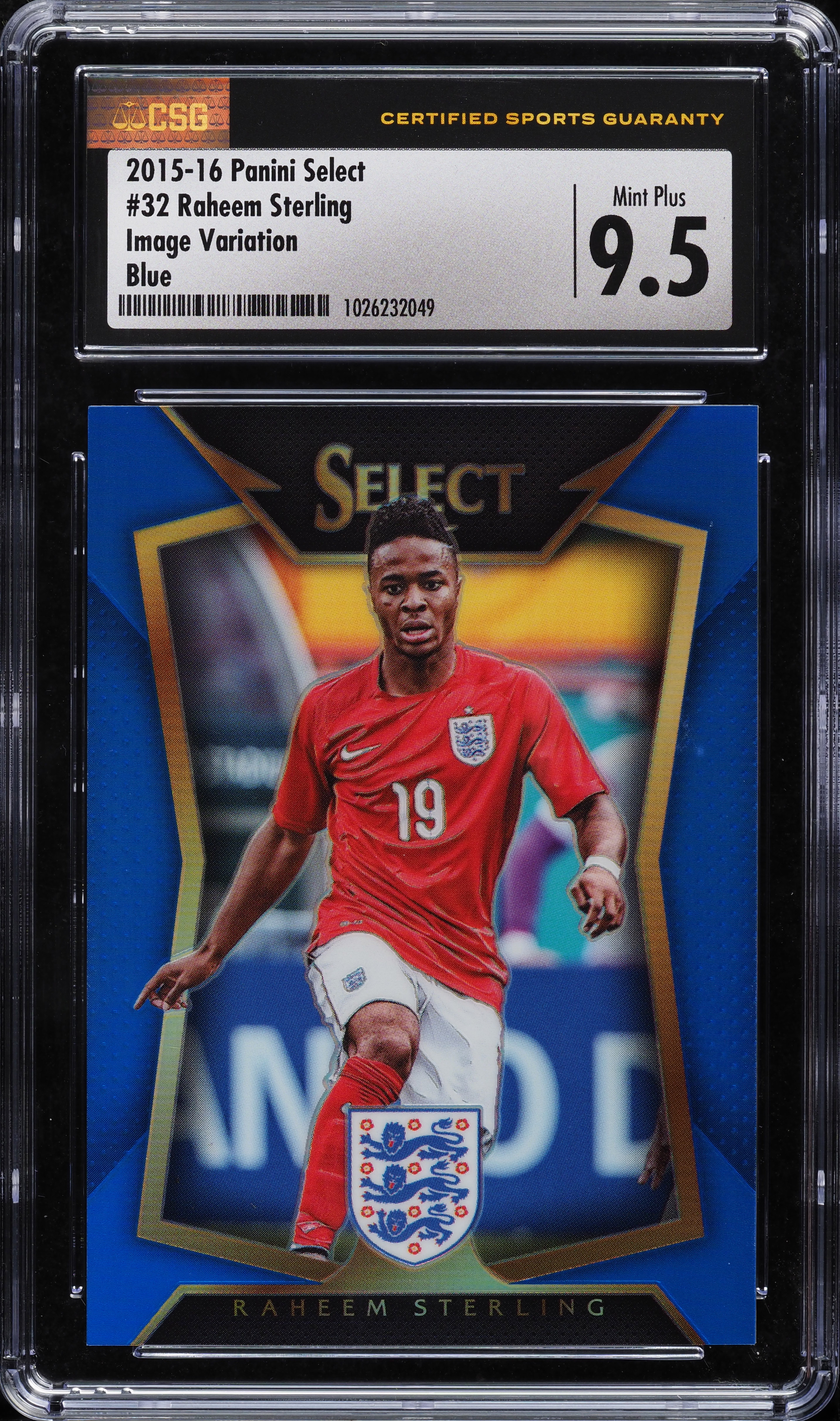 2015 Panini Select Soccer Blue Raheem Sterling #32 PSA 9
